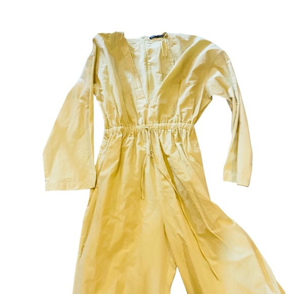 ZARA Drawstring Pistachio V Neck Long Sleeve Jumpsuit- NWT Size XS - Picture 10 of 13